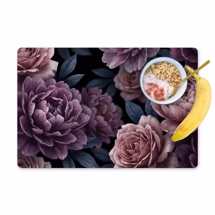 Bloemen - Patroon - Donker - Botanisch - Paars Placemat vinyl groot -zzzproduct_Kitchenyeah-website