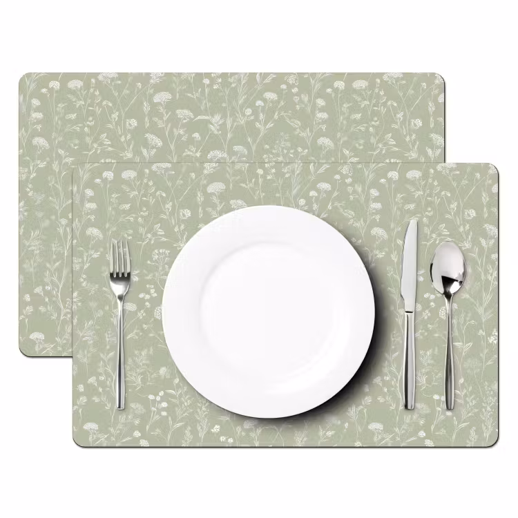 Bloemen - Patroon - Groen Placemat vinyl groot 368 -zzsfeer2_Kitchenyeah-website