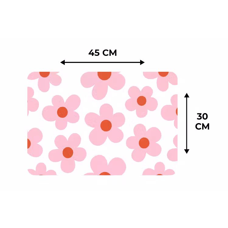Bloemen - Patroon - Modern - Roze - Wit Placemat vinyl groot -specs