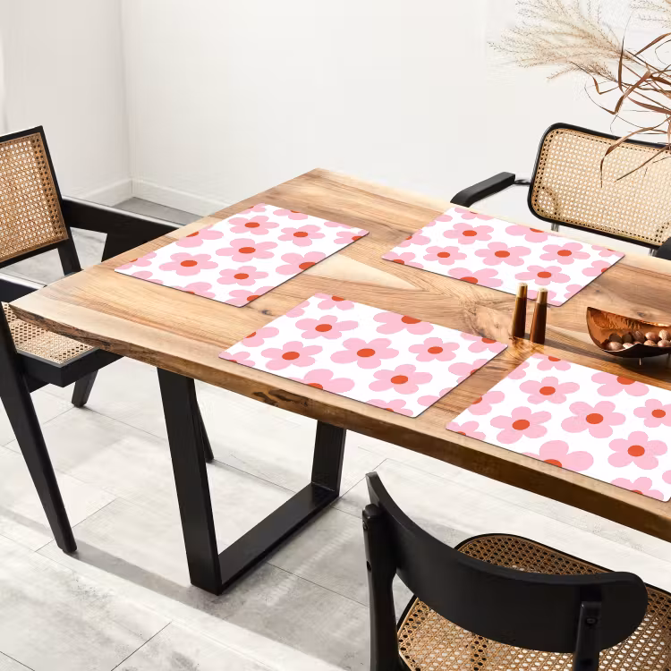 Bloemen - Patroon - Modern - Roze - Wit Placemat vinyl groot -zzsfeer4_Kitchenyeah-website