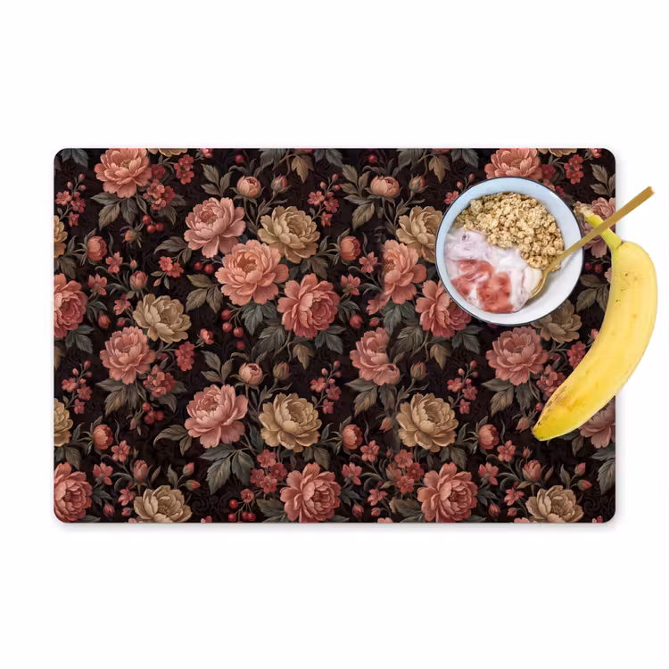 Bloemen - Patroon - Natuur - Vintage - Roze Placemat vinyl groot -zzzproduct_Kitchenyeah-website