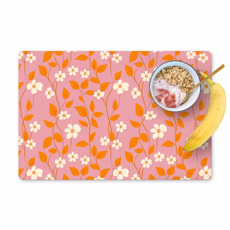 Bloemen - Patroon - Oranje Placemat vinyl groot 368 -zzzproduct_Kitchenyeah-website