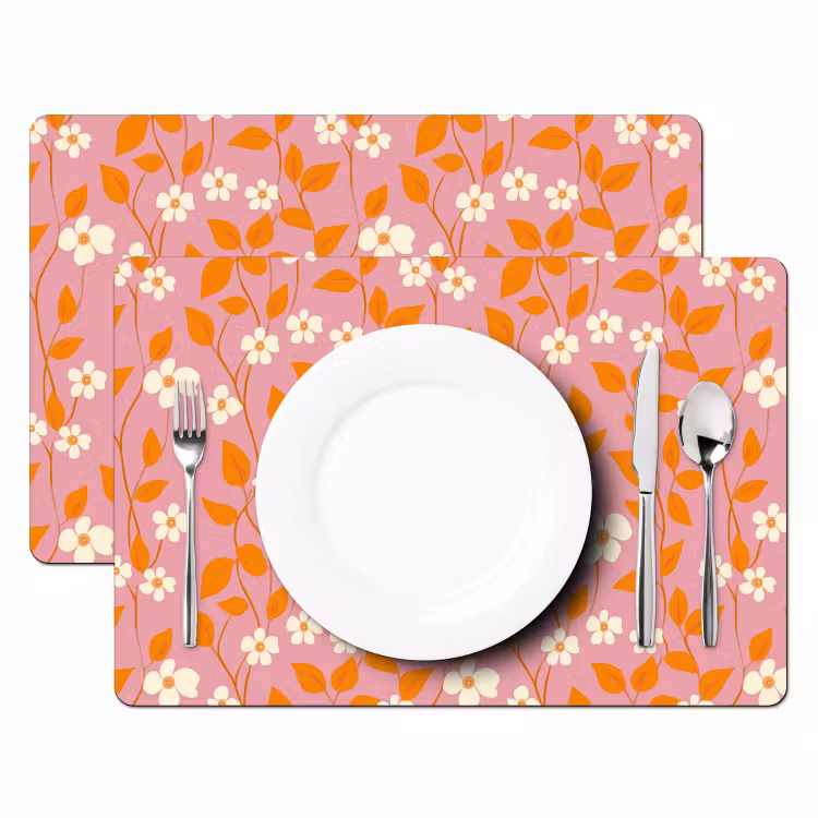 Bloemen - Patroon - Oranje Placemat vinyl groot 368 -zzsfeer2_Kitchenyeah-website