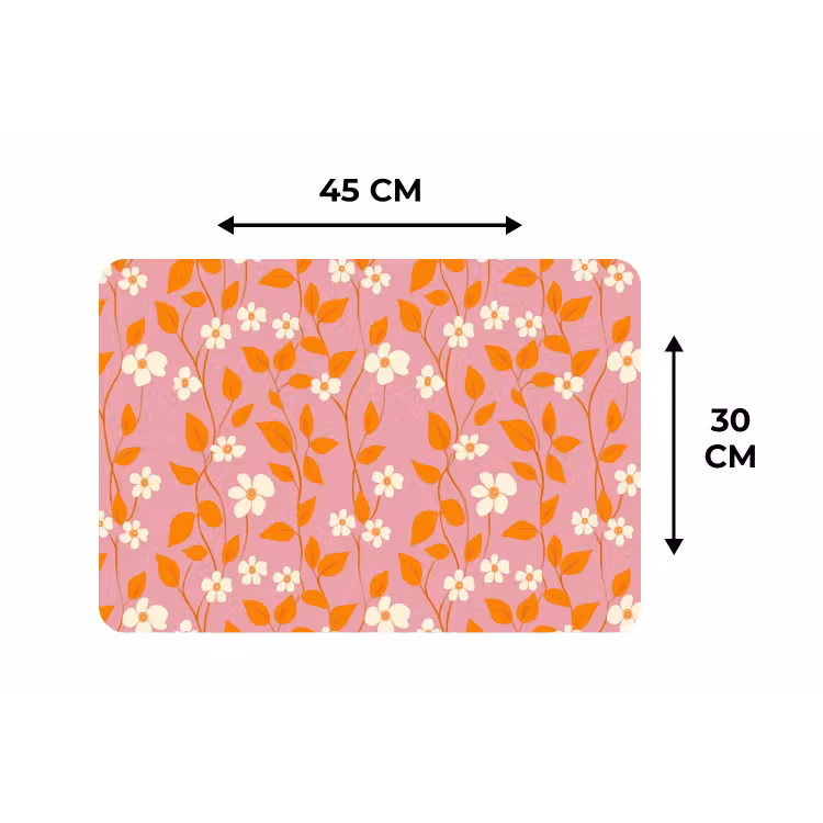 Bloemen - Patroon - Oranje Placemat vinyl groot 368 -specs