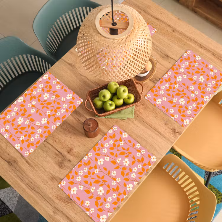 Bloemen - Patroon - Oranje Placemat vinyl groot 368 -zzsfeer5_Kitchenyeah-website
