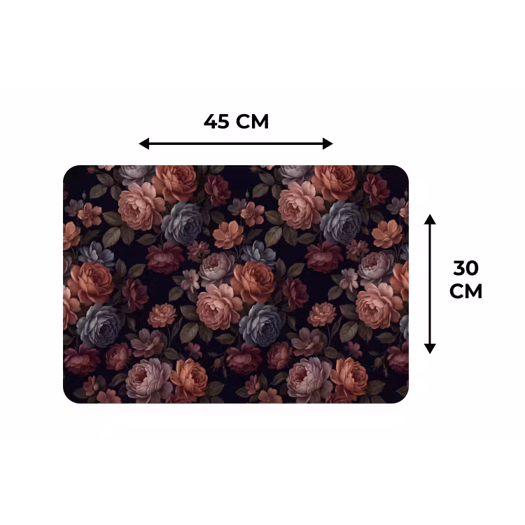 Bloemen - Patroon - Vintage - Donker - Roze Placemat vinyl groot -specs