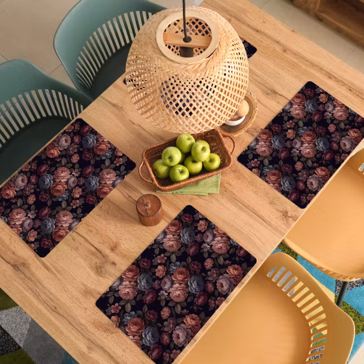 Bloemen - Patroon - Vintage - Donker - Roze Placemat vinyl groot -zzsfeer5_Kitchenyeah-website