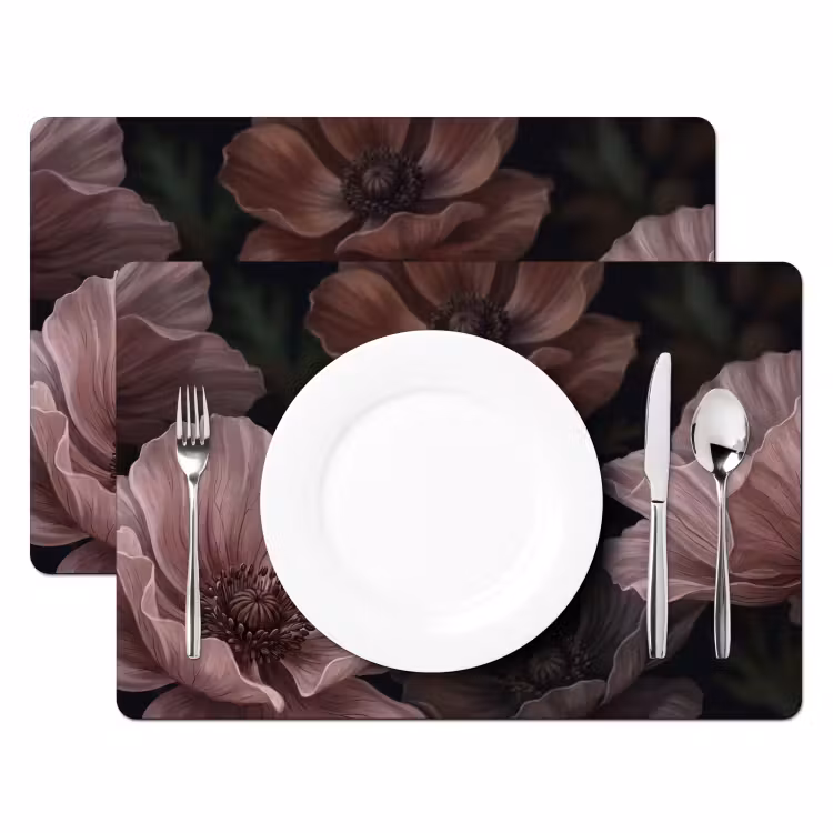 Bloemen - Natuur - Roze - Donker - Modern Placemat vinyl groot -zzsfeer2_Kitchenyeah-website
