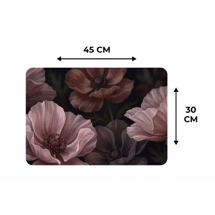 Bloemen - Natuur - Roze - Donker - Modern Placemat vinyl groot -specs