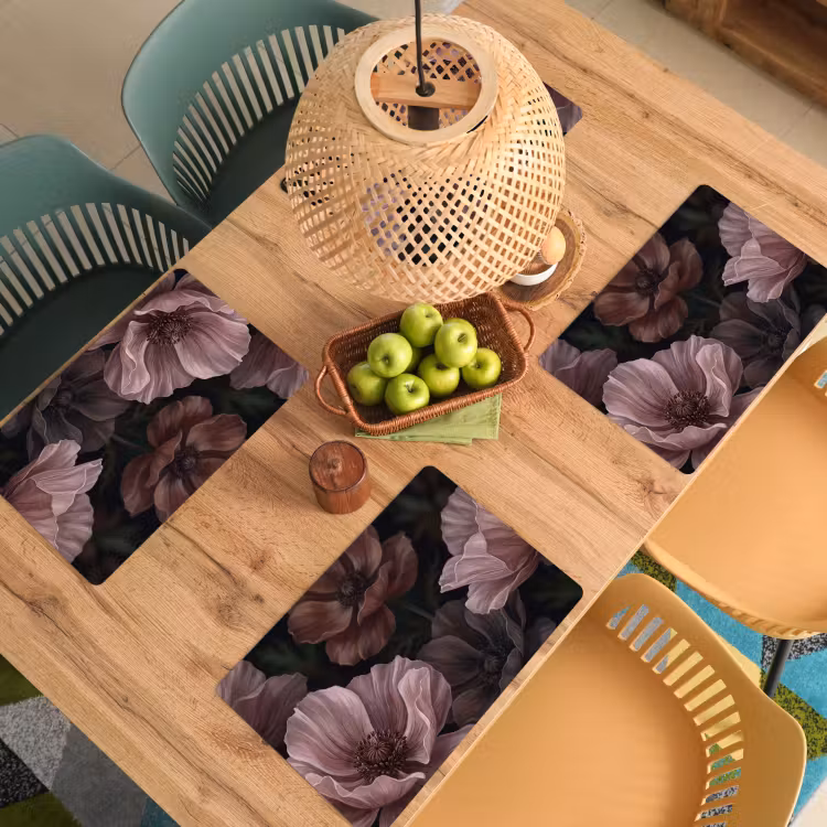 Bloemen - Natuur - Roze - Donker - Modern Placemat vinyl groot -zzsfeer5_Kitchenyeah-website