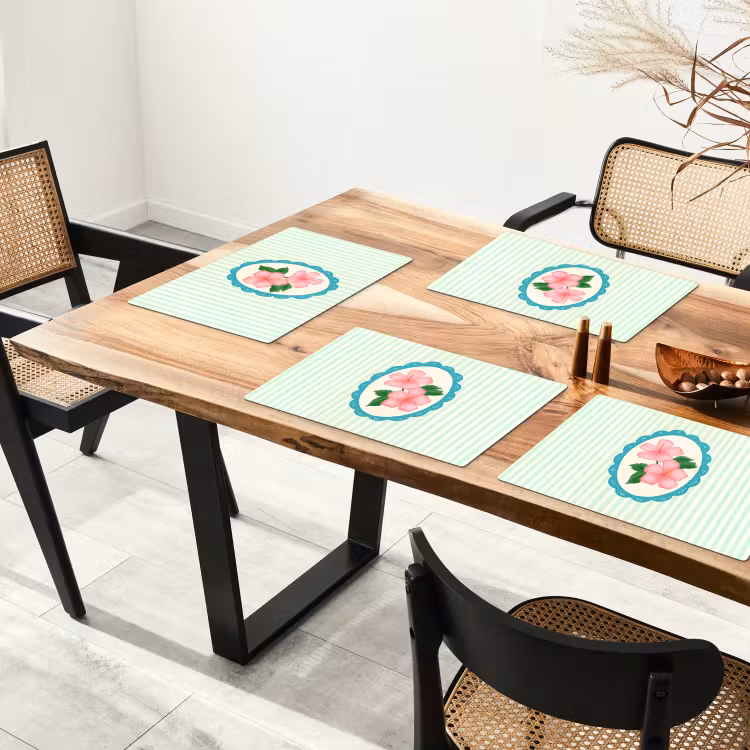 Bloemen - Ovaal - Strepen - Groen Placemat vinyl groot -zzsfeer4_Kitchenyeah-website