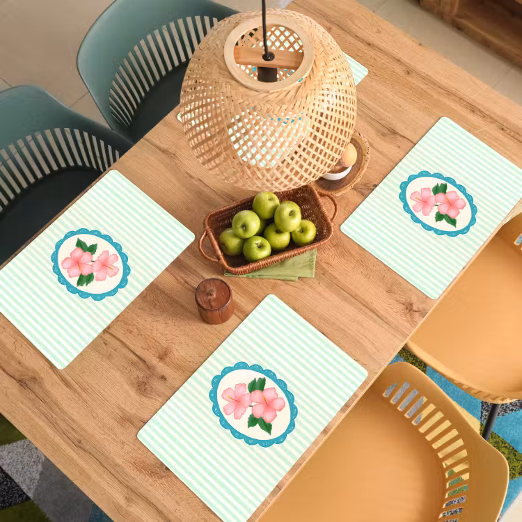 Bloemen - Ovaal - Strepen - Groen Placemat vinyl groot -zzsfeer5_Kitchenyeah-website