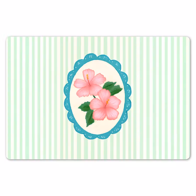 Bloemen - Ovaal - Strepen - Groen Placemat vinyl groot -zzsfeer1_Kitchenyeah-website