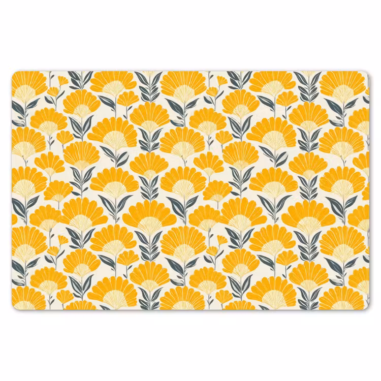 Bloemen - Retro - Botanisch - Okergeel - Grijs Placemat vinyl groot 368 -zzsfeer1_Kitchenyeah-website