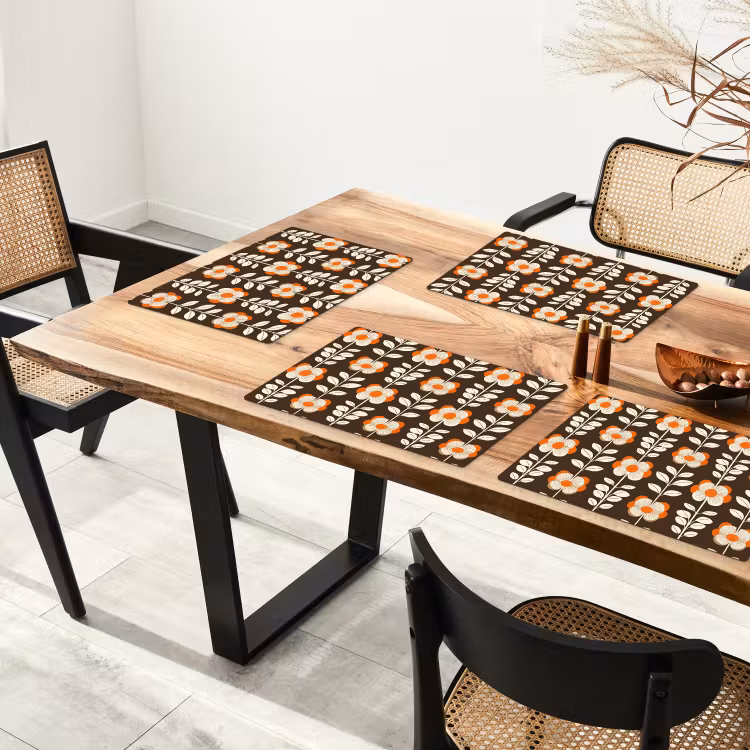 Bloemen - Retro - Bruin Placemat vinyl groot 368 -zzsfeer4_Kitchenyeah-website