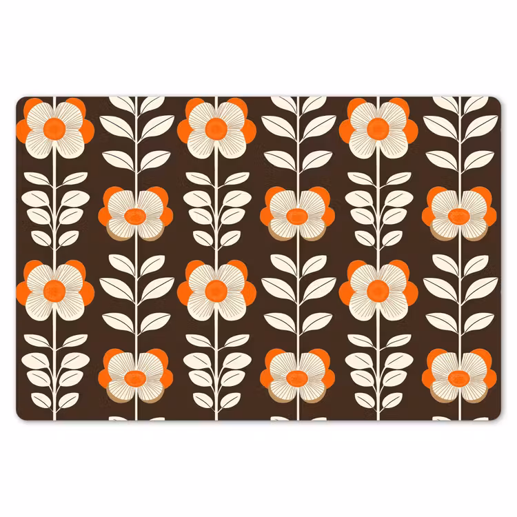 Bloemen - Retro - Bruin Placemat vinyl groot 368 -zzsfeer1_Kitchenyeah-website