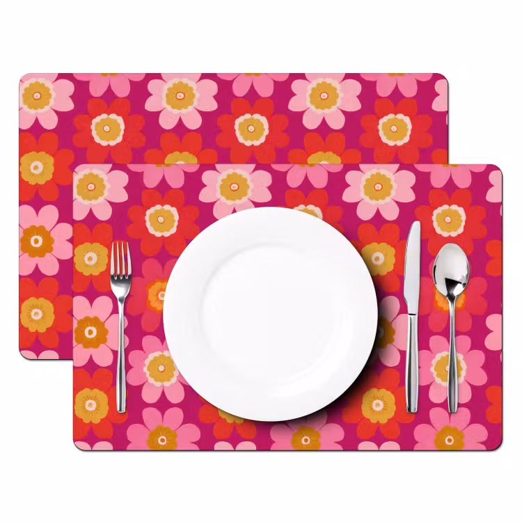 Bloemen - Retro - Kleurrijk Placemat vinyl groot 368 -zzsfeer2_Kitchenyeah-website