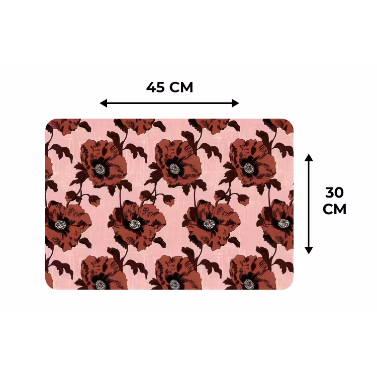 Bloemen - Retro - Rood Placemat vinyl groot 368 -specs