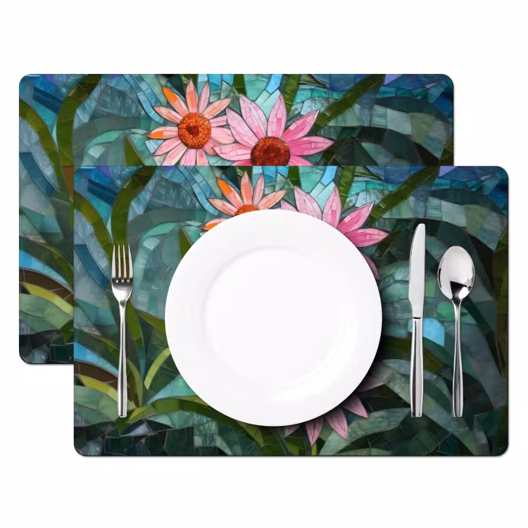 Bloemen - Roze - Glasmozaïek Placemat vinyl groot -zzsfeer2_Kitchenyeah-website