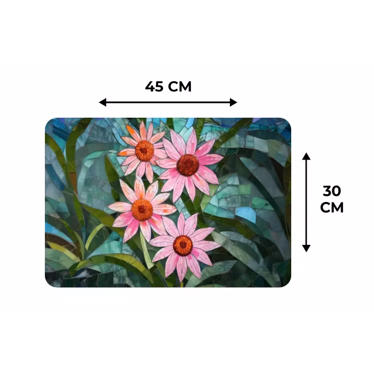 Bloemen - Roze - Glasmozaïek Placemat vinyl groot -specs