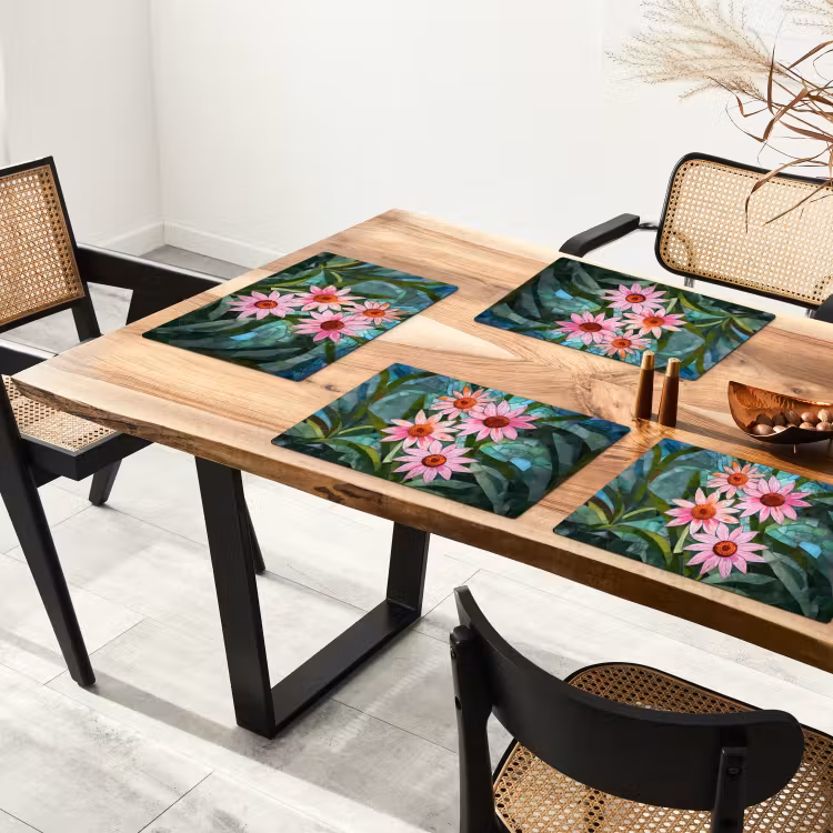 Bloemen - Roze - Glasmozaïek Placemat vinyl groot -zzsfeer4_Kitchenyeah-website