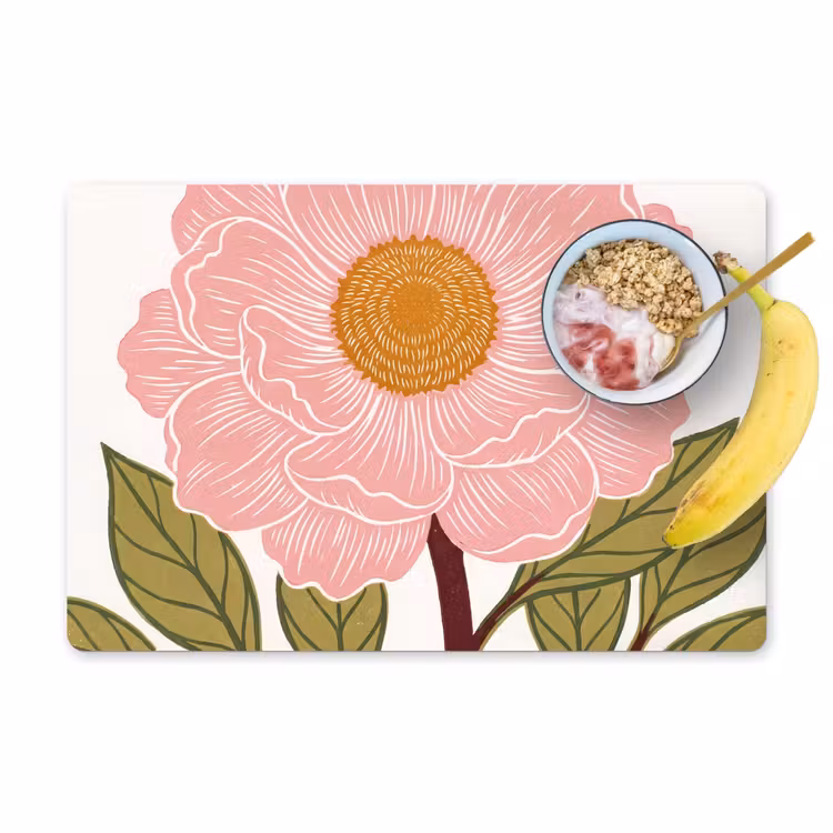 Tischset - 6 Stück - Blumen – Rosa – Illustration - Bloemen - Roze - Illustratie Placemat vinyl groot
