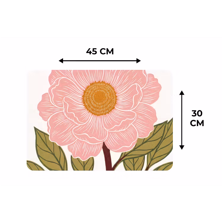 Tischset - 6 Stück - Blumen – Rosa – Illustration - Bloemen - Roze - Illustratie Placemat vinyl groot