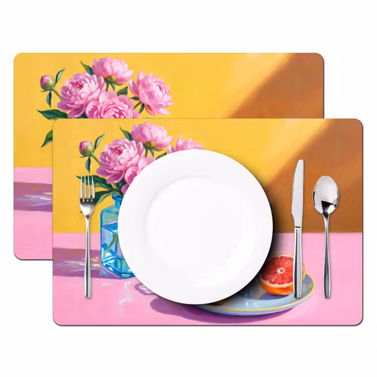 Tischset - 6 Stück - Blumen – Rosa – Modern - Bloemen - Roze - Modern Placemat vinyl groot