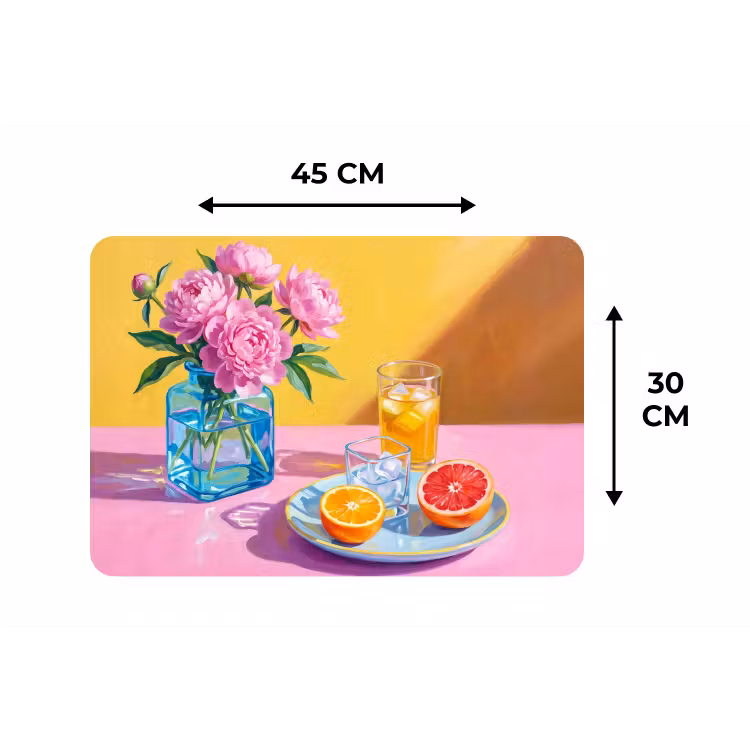 Tischset - 6 Stück - Blumen – Rosa – Modern - Bloemen - Roze - Modern Placemat vinyl groot