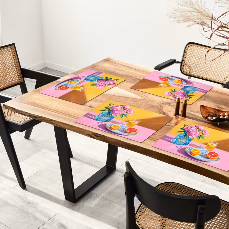 Tischset - 6 Stück - Blumen – Rosa – Modern - Bloemen - Roze - Modern Placemat vinyl groot