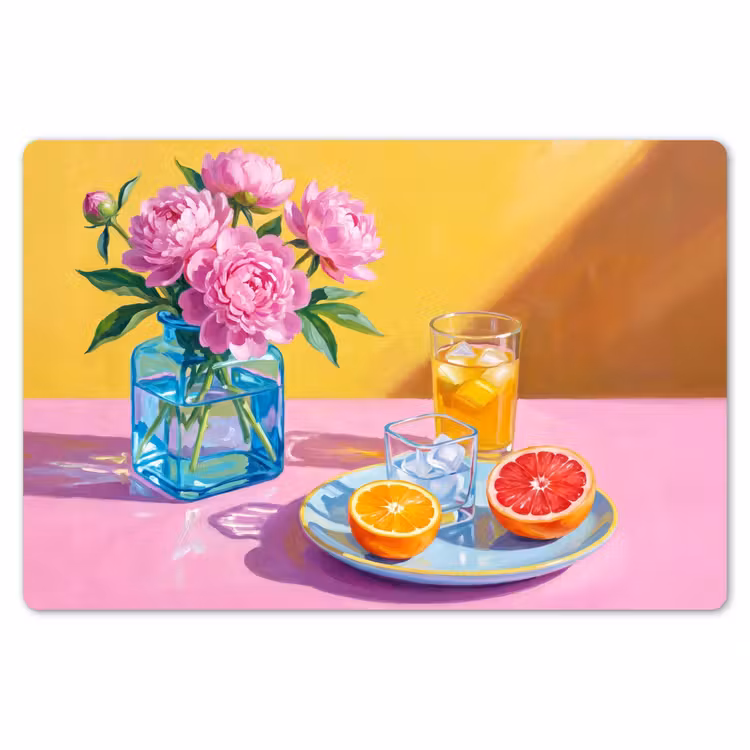 Tischset - 6 Stück - Blumen – Rosa – Modern - Bloemen - Roze - Modern Placemat vinyl groot