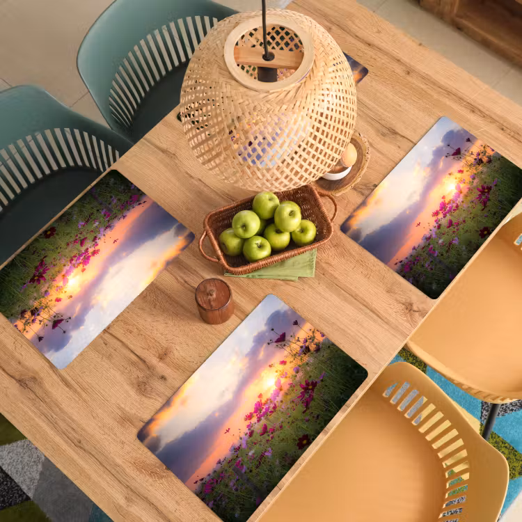 Bloemen - Roze - Zonsondergang - Natuur - Weide - Horizon Placemat vinyl groot -zzsfeer5_Kitchenyeah-website