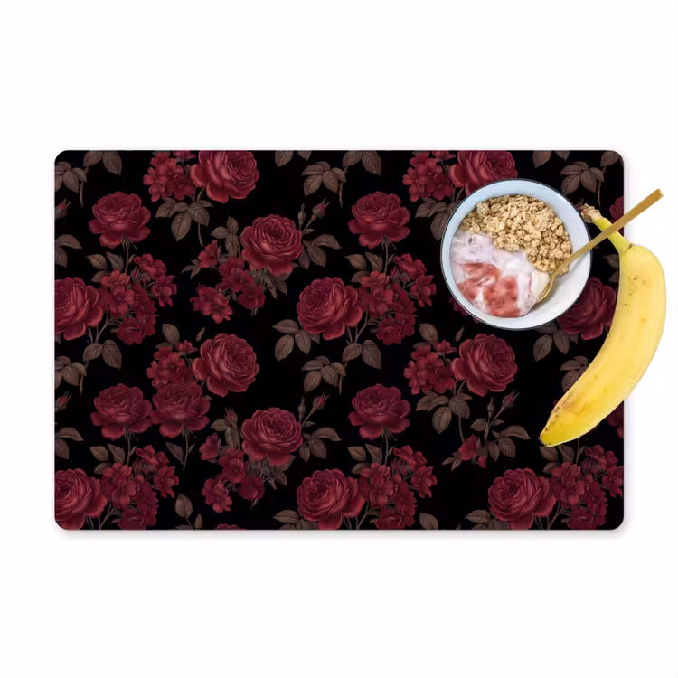 Bloemen - Roos - Patroon - Klassiek - Rood Placemat vinyl groot -zzzproduct_Kitchenyeah-website
