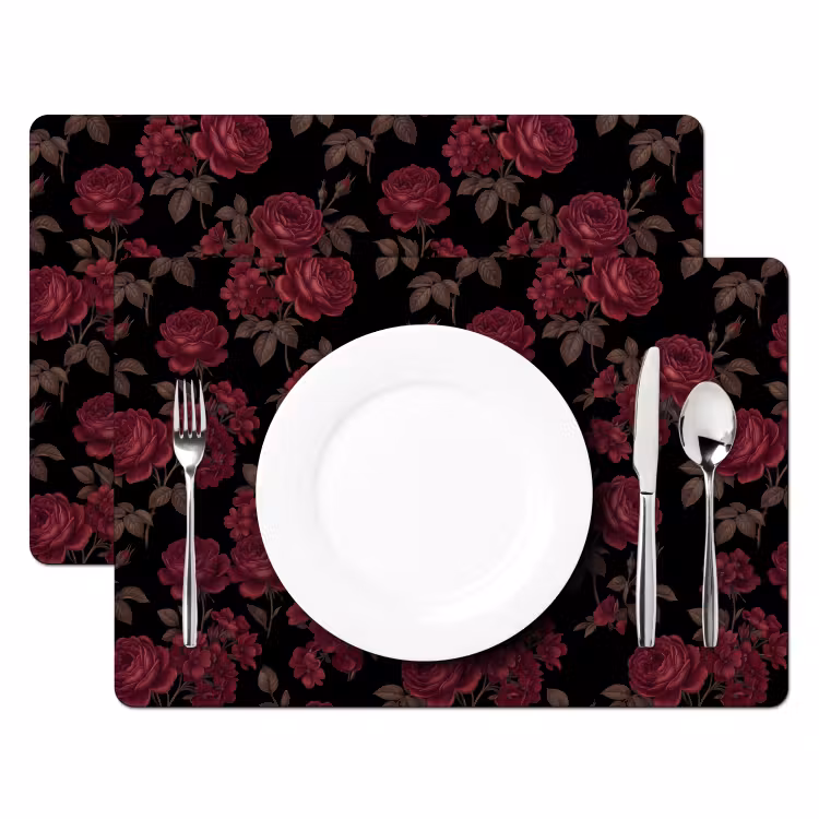 Bloemen - Roos - Patroon - Klassiek - Rood Placemat vinyl groot -zzsfeer2_Kitchenyeah-website
