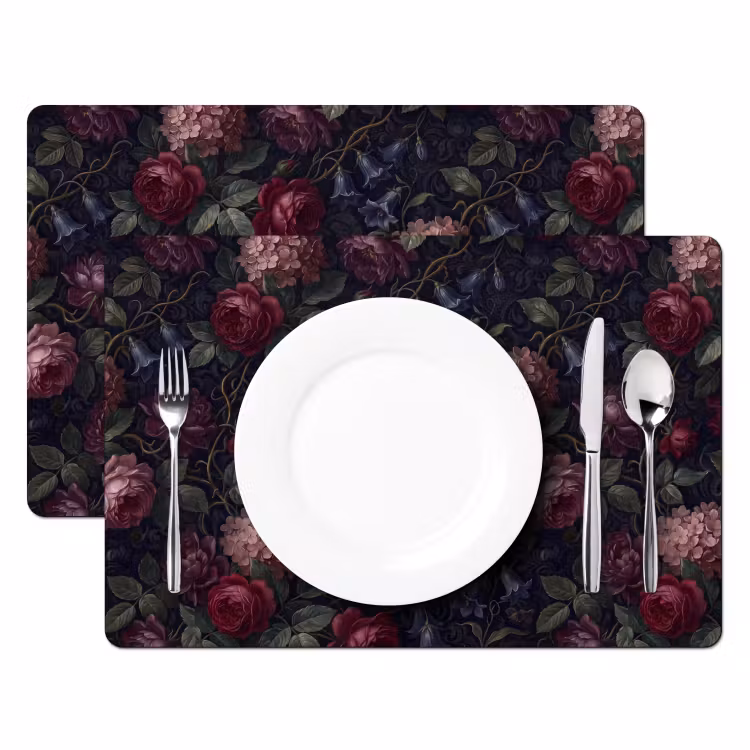 Bloemen - Rood - Klassiek - Donker - Patroon Placemat vinyl groot -zzsfeer2_Kitchenyeah-website