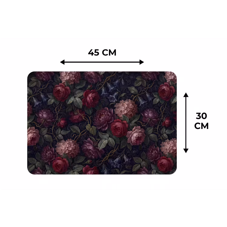 Bloemen - Rood - Klassiek - Donker - Patroon Placemat vinyl groot -specs