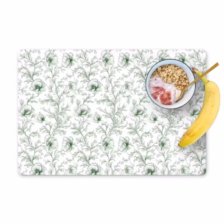 Bloemen - Getekend - Groen Placemat vinyl groot 368 -zzzproduct_Kitchenyeah-website