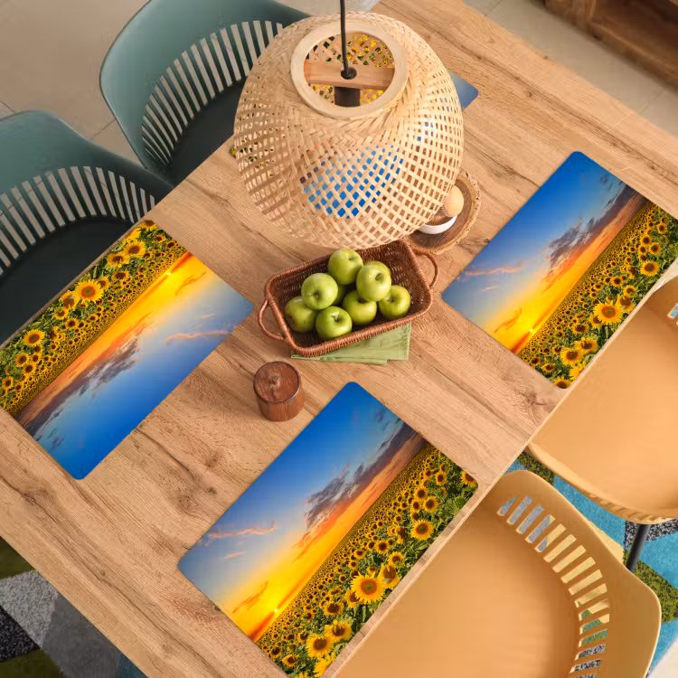 Bloemen - Zonnebloem - Zonsondergang - Nacht - Oranje Placemat vinyl groot -zzsfeer5_Kitchenyeah-website