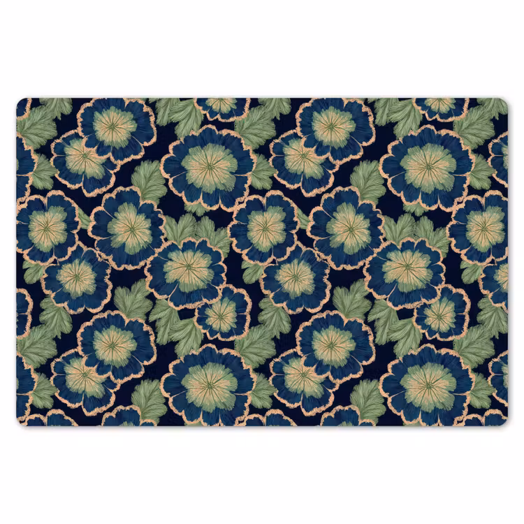 Bloemen - Borduurwerk - Patroon - Blauw - Groen Placemat vinyl groot 368 -zzsfeer1_Kitchenyeah-website