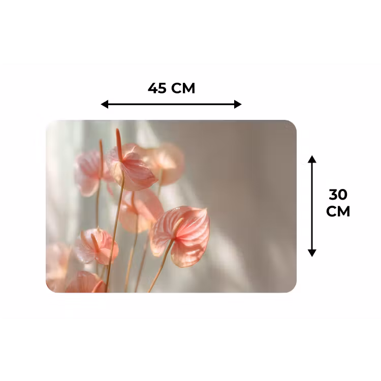 Bloemen - Stelen - Roze - Schaduw Placemat vinyl groot -specs