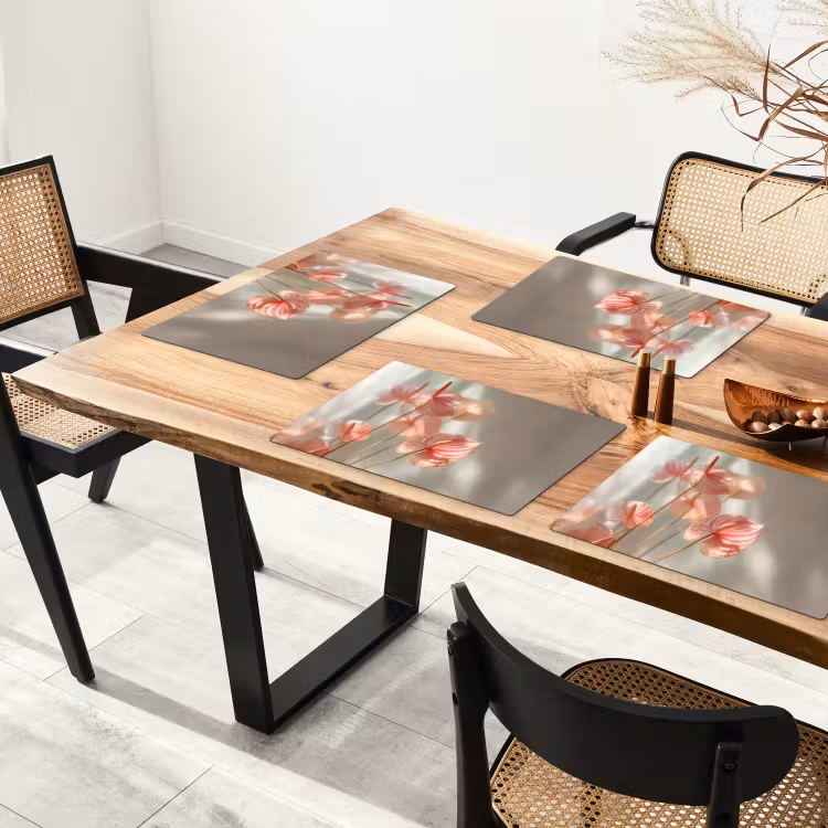 Bloemen - Stelen - Roze - Schaduw Placemat vinyl groot -zzsfeer4_Kitchenyeah-website