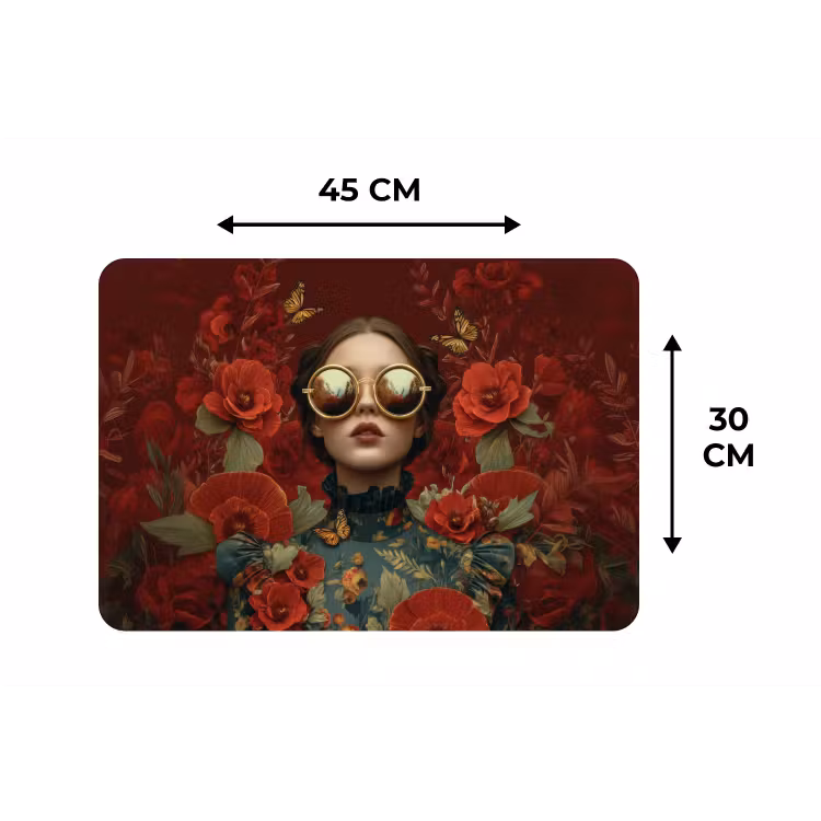 Bloemen - Dieprood - Zonnebril - Vrouw Placemat vinyl groot -specs