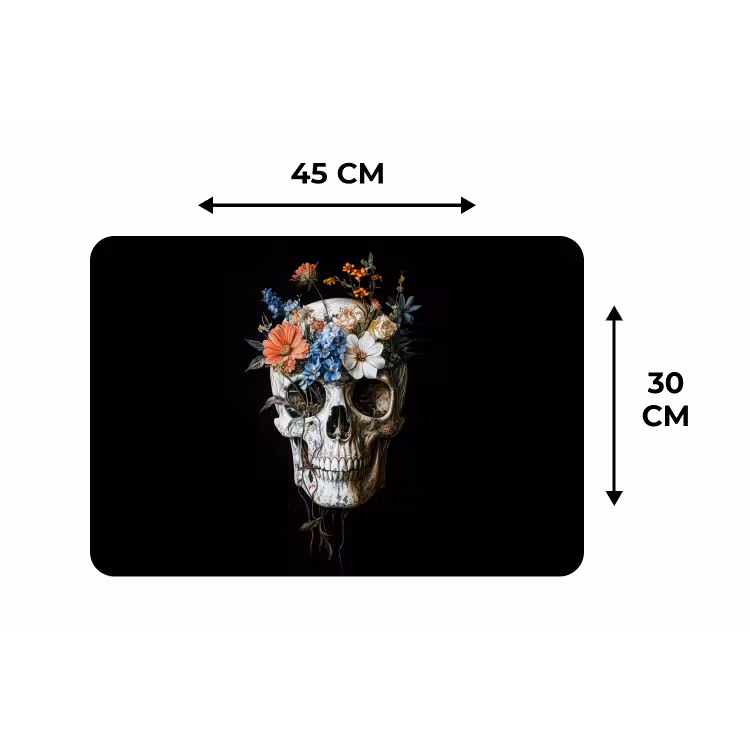 Bloemen - Schedel - Kleurrijk Placemat vinyl groot -specs