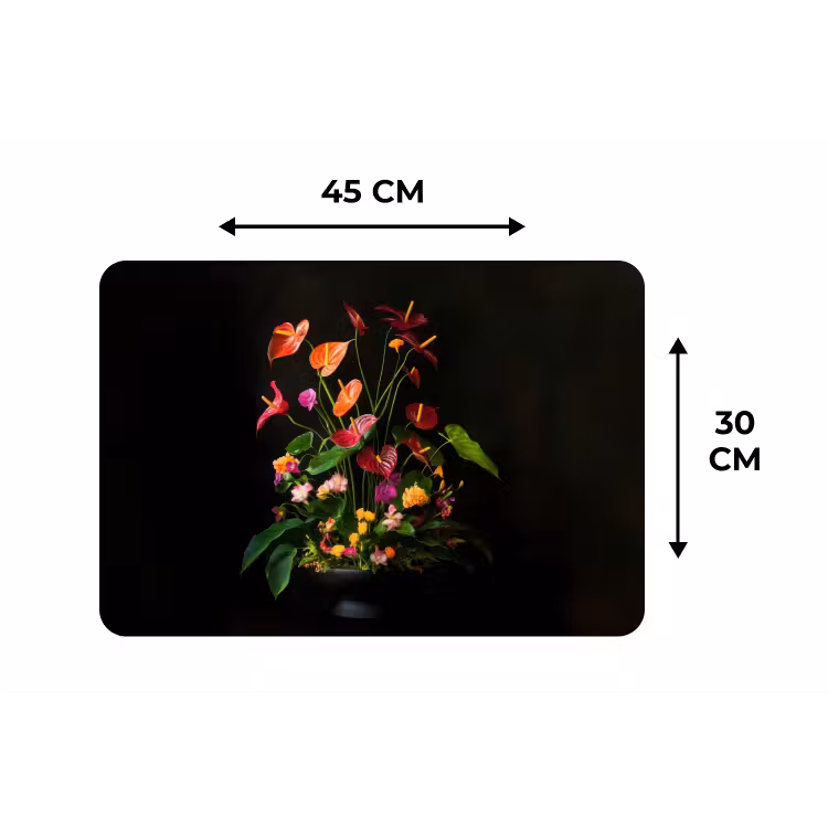 Bloemen - Vaas - Kleurrijk Placemat vinyl groot -specs