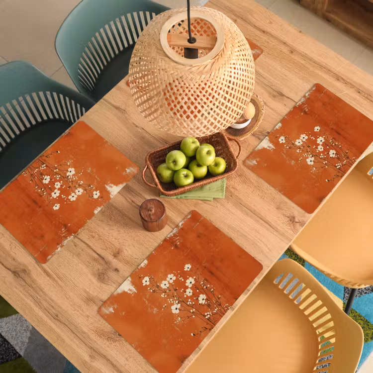 Bloemen - Wit - Subtiel - Roestkleur Placemat vinyl groot -zzsfeer5_Kitchenyeah-website