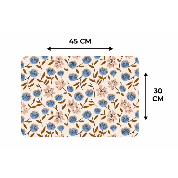 Bloemen - Wild - Blauw Placemat vinyl groot 368 -specs