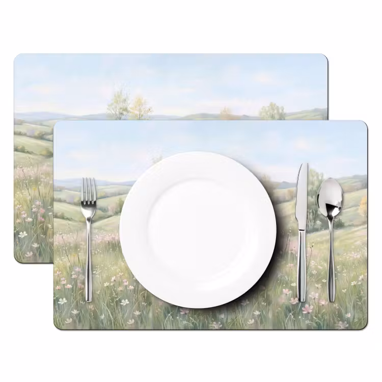 Bloemen veld - Bloemen - Groen Placemat vinyl groot -zzsfeer2_Kitchenyeah-website