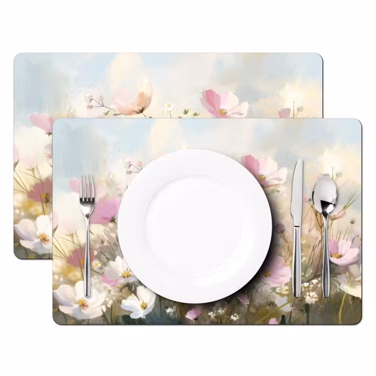 Bloemenveld - Lichte tinten - Geschilderd Placemat vinyl groot -zzsfeer2_Kitchenyeah-website
