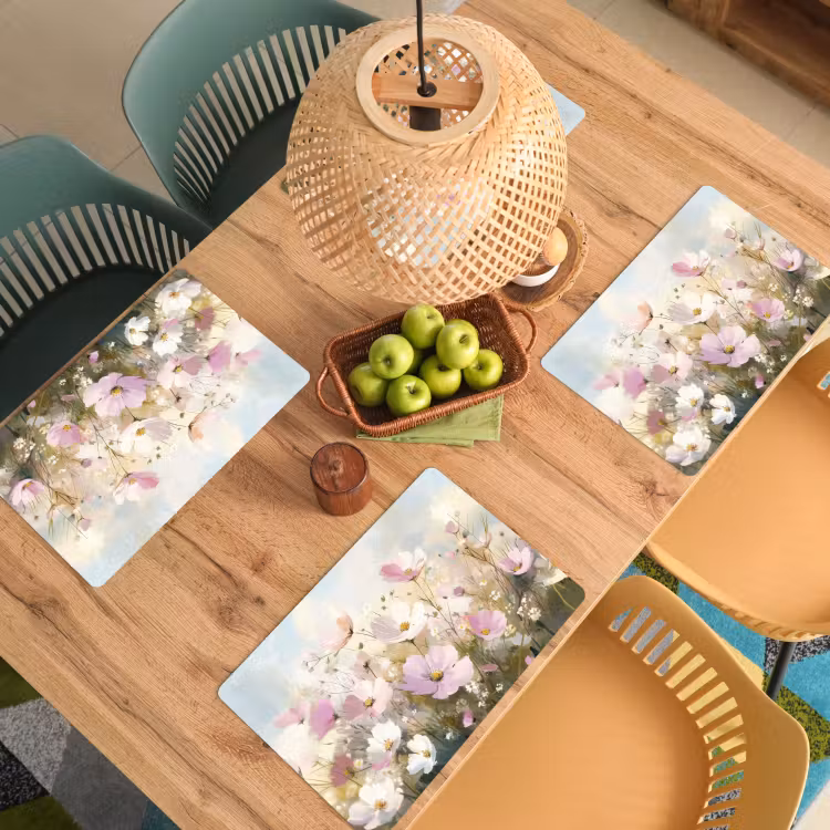 Bloemenveld - Lichte tinten - Geschilderd Placemat vinyl groot -zzsfeer5_Kitchenyeah-website