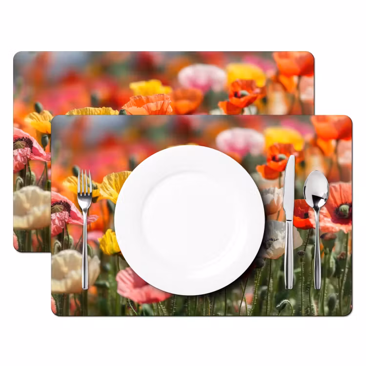 Bloemenveld - Klaprozen - Kleurrijk Placemat vinyl groot -zzsfeer2_Kitchenyeah-website